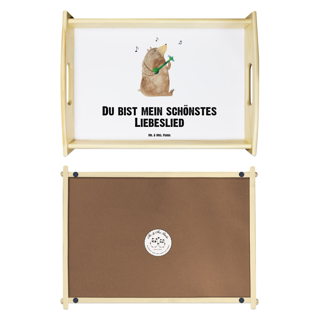 Serviertablett Bär Lied Tablett, Holztablett, Küchentablett, Dekotablett, Frühstückstablett, Bär, Teddy, Teddybär, Bärchen, Bear, Liebeslied, Lied, Song, Valentinstag, Valentine, Geschenk, Partner, Liebe, Freundin, Frau, Herz, Spruch