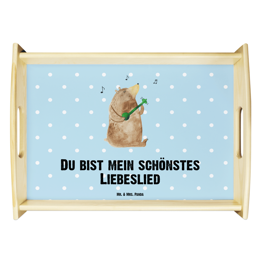 Serviertablett Bär Lied Tablett, Holztablett, Küchentablett, Dekotablett, Frühstückstablett, Bär, Teddy, Teddybär, Bärchen, Bear, Liebeslied, Lied, Song, Valentinstag, Valentine, Geschenk, Partner, Liebe, Freundin, Frau, Herz, Spruch