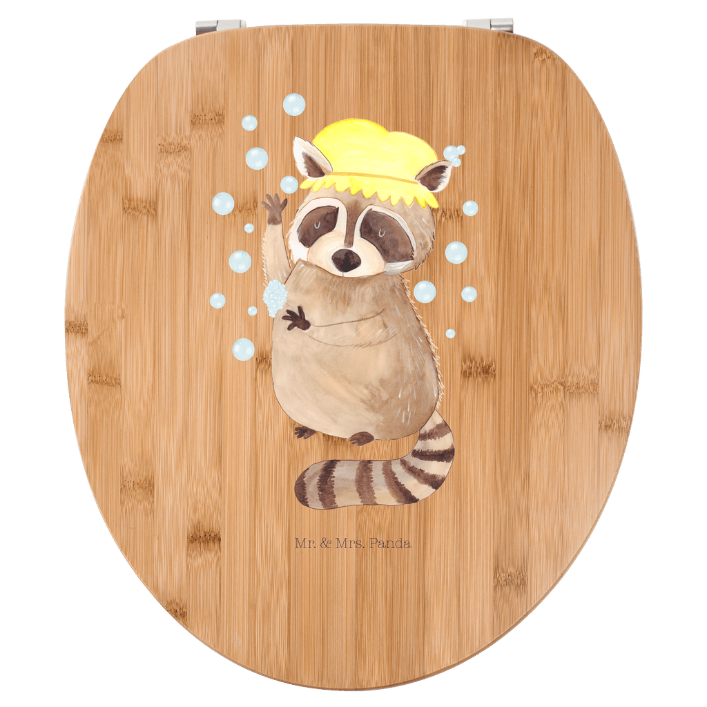 Motiv WC Sitz Waschbär Klobrille, Klodeckel, Toilettendeckel, WC-Sitz, Toilette, Tiermotive, Gute Laune, lustige Sprüche, Tiere, Waschbär, Tagträumen, Plan, Fröhlich, waschen, Seifenblasen