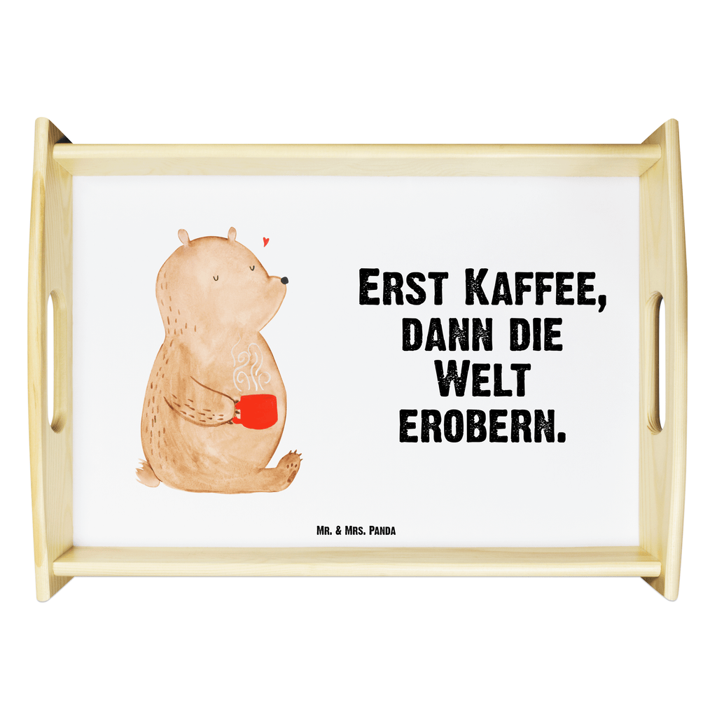 Serviertablett Bär Kaffee Tablett, Holztablett, Küchentablett, Dekotablett, Frühstückstablett, Bär, Teddy, Teddybär, Kaffee, Coffee, Bären, guten Morgen, Morgenroutine, Welt erobern, Welt retten, Motivation