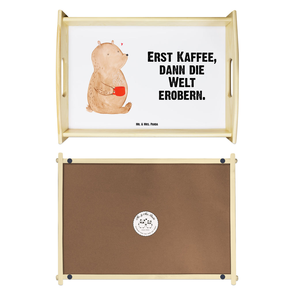 Serviertablett Bär Kaffee Tablett, Holztablett, Küchentablett, Dekotablett, Frühstückstablett, Bär, Teddy, Teddybär, Kaffee, Coffee, Bären, guten Morgen, Morgenroutine, Welt erobern, Welt retten, Motivation