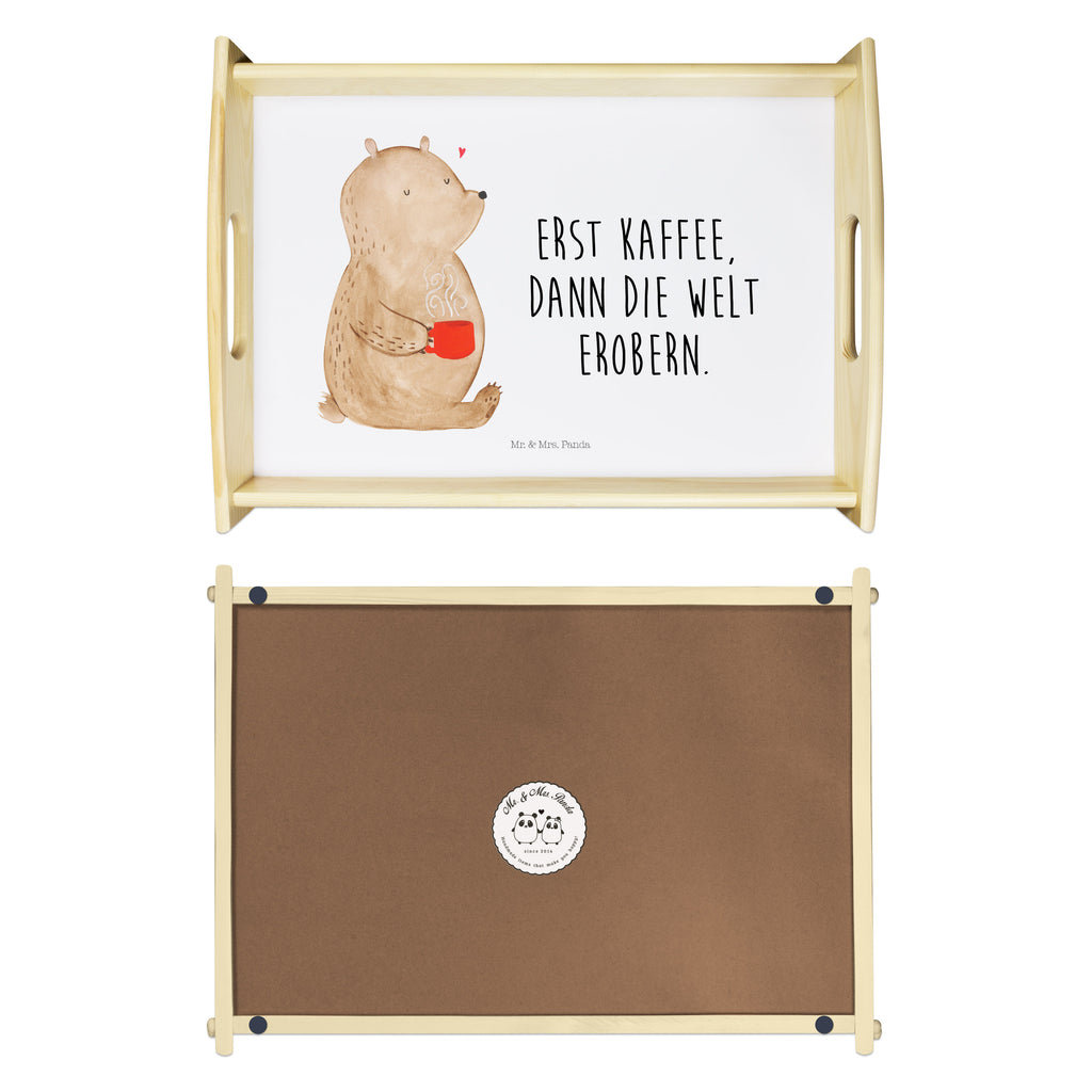 Serviertablett Bär Kaffee Tablett, Holztablett, Küchentablett, Dekotablett, Frühstückstablett, Bär, Teddy, Teddybär, Kaffee, Coffee, Bären, guten Morgen, Morgenroutine, Welt erobern, Welt retten, Motivation