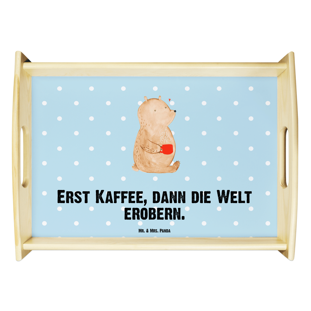 Serviertablett Bär Kaffee Tablett, Holztablett, Küchentablett, Dekotablett, Frühstückstablett, Bär, Teddy, Teddybär, Kaffee, Coffee, Bären, guten Morgen, Morgenroutine, Welt erobern, Welt retten, Motivation