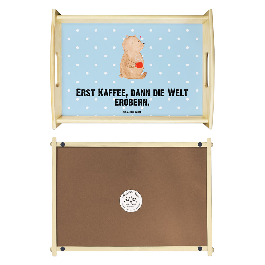 Serviertablett Bär Kaffee Tablett, Holztablett, Küchentablett, Dekotablett, Frühstückstablett, Bär, Teddy, Teddybär, Kaffee, Coffee, Bären, guten Morgen, Morgenroutine, Welt erobern, Welt retten, Motivation