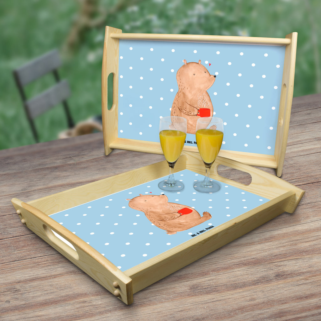 Serviertablett Bär Kaffee Tablett, Holztablett, Küchentablett, Dekotablett, Frühstückstablett, Bär, Teddy, Teddybär, Kaffee, Coffee, Bären, guten Morgen, Morgenroutine, Welt erobern, Welt retten, Motivation