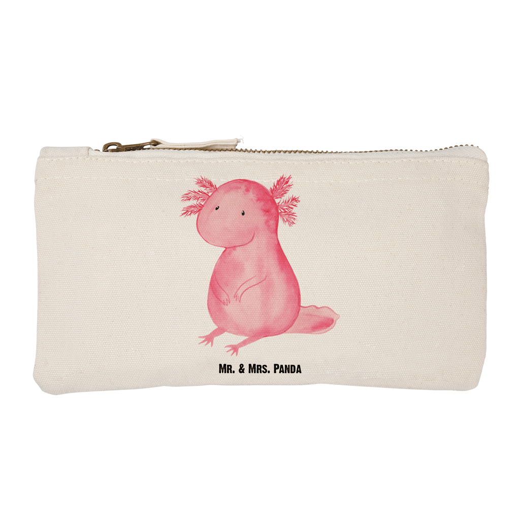 Schminktasche Axolotl Schminktasche, Kosmetiktasche, Kosmetikbeutel, Stiftemäppchen, Etui, Federmappe, Makeup, XXL, Schminketui, Kosmetiketui, Schlamperetui, Axolotl, Molch, Axolot, vergnügt, fröhlich, zufrieden, Lebensstil, Weisheit, Lebensweisheit, Liebe, Freundin