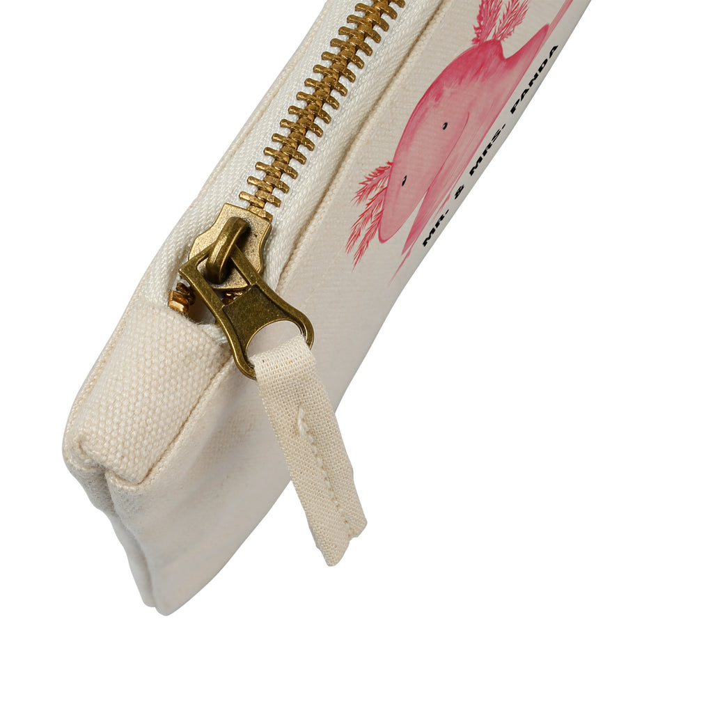 Schminktasche Axolotl Schminktasche, Kosmetiktasche, Kosmetikbeutel, Stiftemäppchen, Etui, Federmappe, Makeup, XXL, Schminketui, Kosmetiketui, Schlamperetui, Axolotl, Molch, Axolot, vergnügt, fröhlich, zufrieden, Lebensstil, Weisheit, Lebensweisheit, Liebe, Freundin