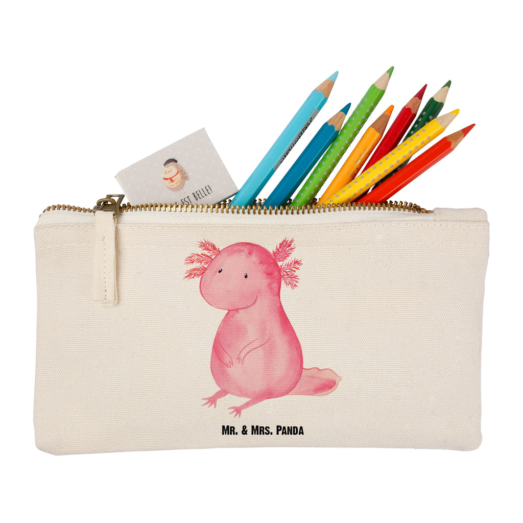 Schminktasche Axolotl Schminktasche, Kosmetiktasche, Kosmetikbeutel, Stiftemäppchen, Etui, Federmappe, Makeup, XXL, Schminketui, Kosmetiketui, Schlamperetui, Axolotl, Molch, Axolot, vergnügt, fröhlich, zufrieden, Lebensstil, Weisheit, Lebensweisheit, Liebe, Freundin