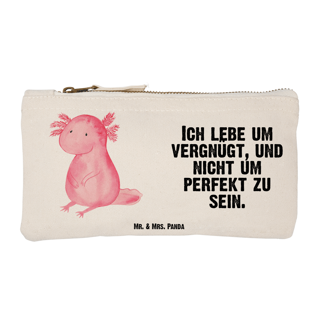 Schminktasche Axolotl Schminktasche, Kosmetiktasche, Kosmetikbeutel, Stiftemäppchen, Etui, Federmappe, Makeup, XXL, Schminketui, Kosmetiketui, Schlamperetui, Axolotl, Molch, Axolot, vergnügt, fröhlich, zufrieden, Lebensstil, Weisheit, Lebensweisheit, Liebe, Freundin