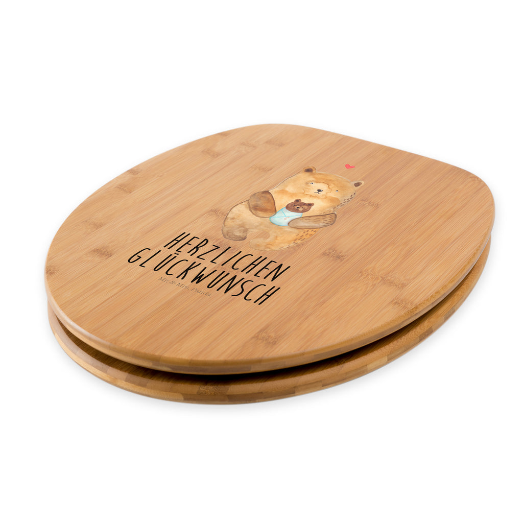 Motiv WC Sitz Bär mit Baby Klobrille, Klodeckel, Toilettendeckel, WC-Sitz, Toilette, Bär, Teddy, Teddybär, Eltern, Mutter, Baby, Taufe, Geburt, Nichte, Neffe, Enkel, Enkelin, Täufling, Geburtstag, Glückwunsch