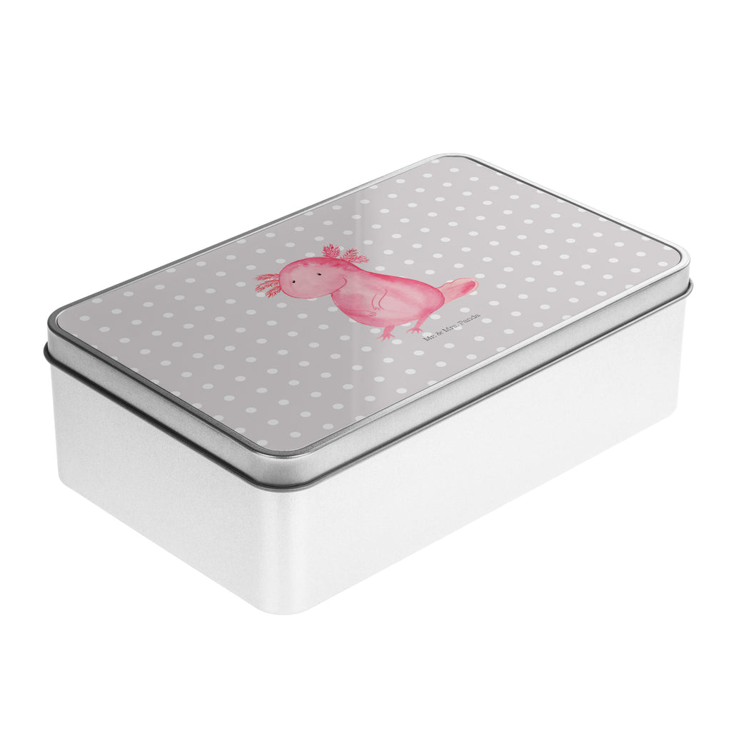 Metalldose rechteckig Axolotl Blechdose, Metalldose, Blechbox, Container, Keksdose, Vorratsdose, Vorratsbox, Döschen, Versperbox, Vesperdose, Aufbewahrungsdose, Aufbewahrungsbox, Aluminiumdose, Dose, Axolotl, Molch, Axolot, vergnügt, fröhlich, zufrieden, Lebensstil, Weisheit, Lebensweisheit, Liebe, Freundin