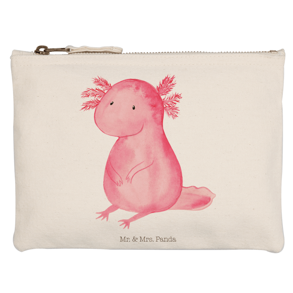 Schminktasche Axolotl Schminktasche, Kosmetiktasche, Kosmetikbeutel, Stiftemäppchen, Etui, Federmappe, Makeup, XXL, Schminketui, Kosmetiketui, Schlamperetui, Axolotl, Molch, Axolot, vergnügt, fröhlich, zufrieden, Lebensstil, Weisheit, Lebensweisheit, Liebe, Freundin