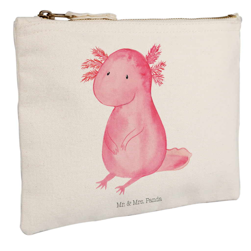 Schminktasche Axolotl Schminktasche, Kosmetiktasche, Kosmetikbeutel, Stiftemäppchen, Etui, Federmappe, Makeup, XXL, Schminketui, Kosmetiketui, Schlamperetui, Axolotl, Molch, Axolot, vergnügt, fröhlich, zufrieden, Lebensstil, Weisheit, Lebensweisheit, Liebe, Freundin