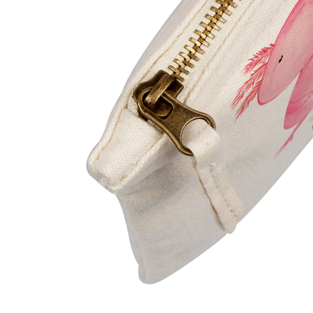 Schminktasche Axolotl Schminktasche, Kosmetiktasche, Kosmetikbeutel, Stiftemäppchen, Etui, Federmappe, Makeup, XXL, Schminketui, Kosmetiketui, Schlamperetui, Axolotl, Molch, Axolot, vergnügt, fröhlich, zufrieden, Lebensstil, Weisheit, Lebensweisheit, Liebe, Freundin
