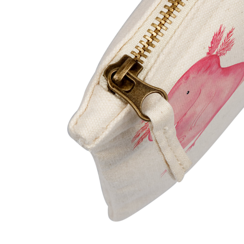 Schminktasche Axolotl Schminktasche, Kosmetiktasche, Kosmetikbeutel, Stiftemäppchen, Etui, Federmappe, Makeup, XXL, Schminketui, Kosmetiketui, Schlamperetui, Axolotl, Molch, Axolot, vergnügt, fröhlich, zufrieden, Lebensstil, Weisheit, Lebensweisheit, Liebe, Freundin
