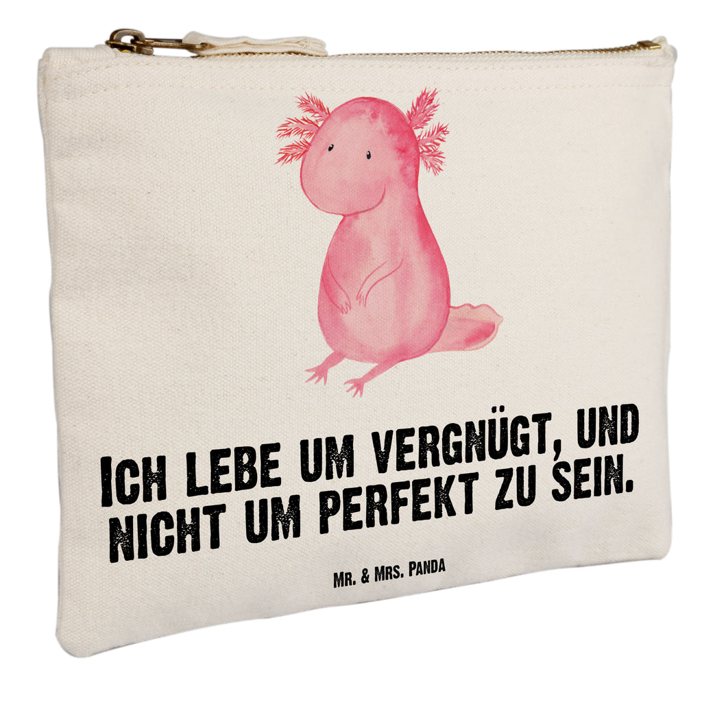 Schminktasche Axolotl Schminktasche, Kosmetiktasche, Kosmetikbeutel, Stiftemäppchen, Etui, Federmappe, Makeup, XXL, Schminketui, Kosmetiketui, Schlamperetui, Axolotl, Molch, Axolot, vergnügt, fröhlich, zufrieden, Lebensstil, Weisheit, Lebensweisheit, Liebe, Freundin