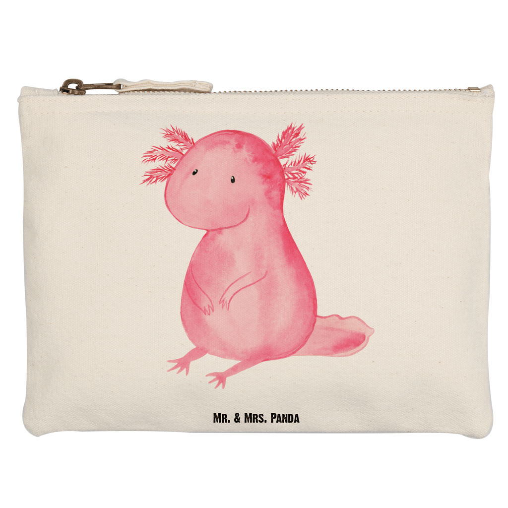 Schminktasche Axolotl Schminktasche, Kosmetiktasche, Kosmetikbeutel, Stiftemäppchen, Etui, Federmappe, Makeup, XXL, Schminketui, Kosmetiketui, Schlamperetui, Axolotl, Molch, Axolot, vergnügt, fröhlich, zufrieden, Lebensstil, Weisheit, Lebensweisheit, Liebe, Freundin