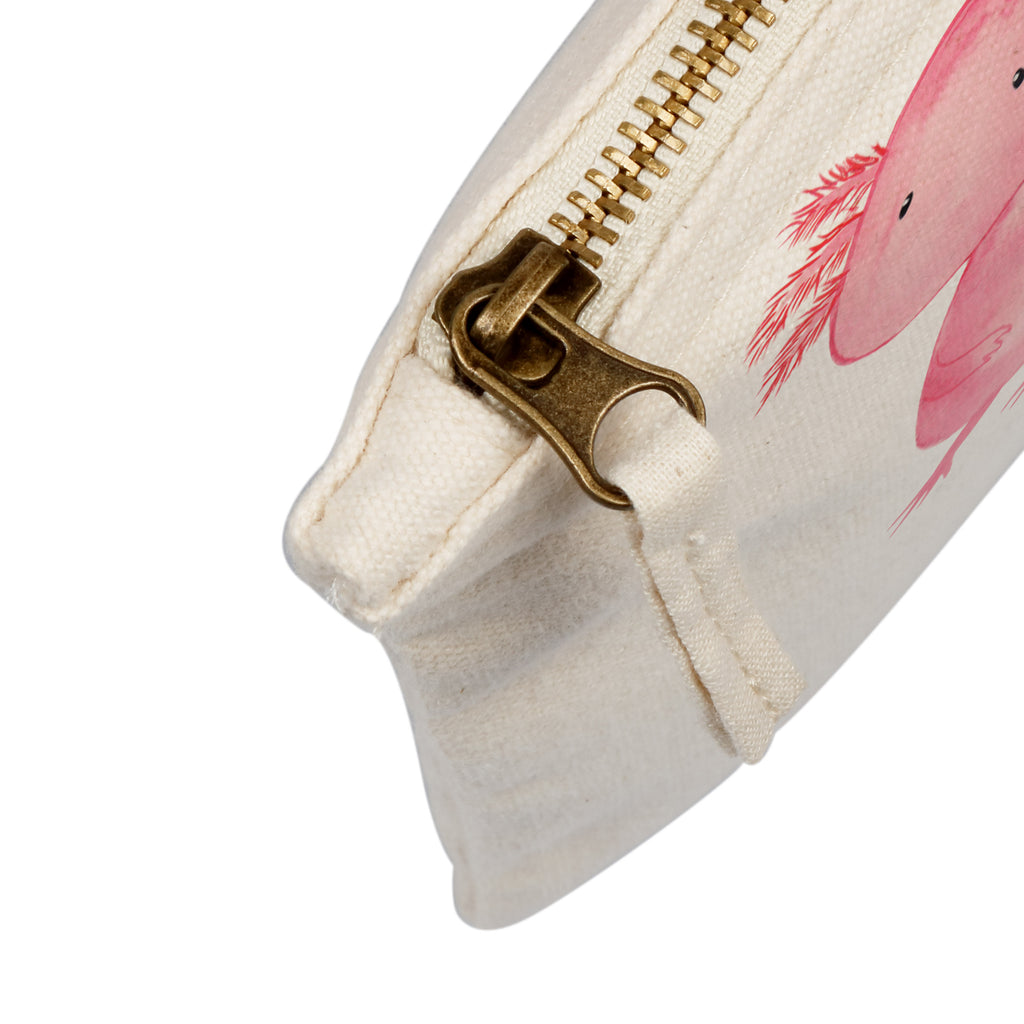 Schminktasche Axolotl Schminktasche, Kosmetiktasche, Kosmetikbeutel, Stiftemäppchen, Etui, Federmappe, Makeup, XXL, Schminketui, Kosmetiketui, Schlamperetui, Axolotl, Molch, Axolot, vergnügt, fröhlich, zufrieden, Lebensstil, Weisheit, Lebensweisheit, Liebe, Freundin