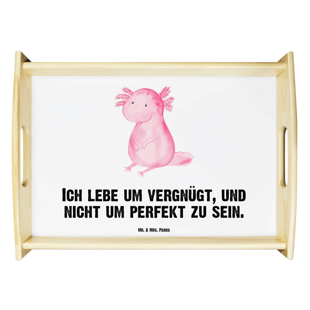 Serviertablett Axolotl Tablett, Holztablett, Küchentablett, Dekotablett, Frühstückstablett, Axolotl, Molch, Axolot, vergnügt, fröhlich, zufrieden, Lebensstil, Weisheit, Lebensweisheit, Liebe, Freundin