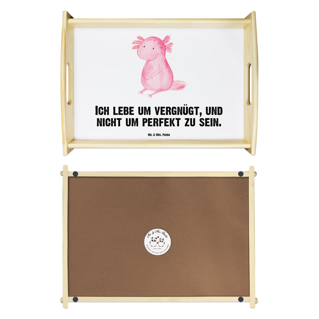 Serviertablett Axolotl Tablett, Holztablett, Küchentablett, Dekotablett, Frühstückstablett, Axolotl, Molch, Axolot, vergnügt, fröhlich, zufrieden, Lebensstil, Weisheit, Lebensweisheit, Liebe, Freundin