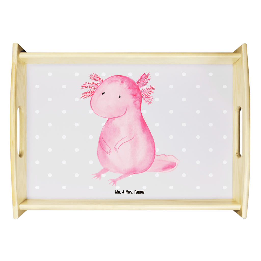 Serviertablett Axolotl Tablett, Holztablett, Küchentablett, Dekotablett, Frühstückstablett, Axolotl, Molch, Axolot, vergnügt, fröhlich, zufrieden, Lebensstil, Weisheit, Lebensweisheit, Liebe, Freundin