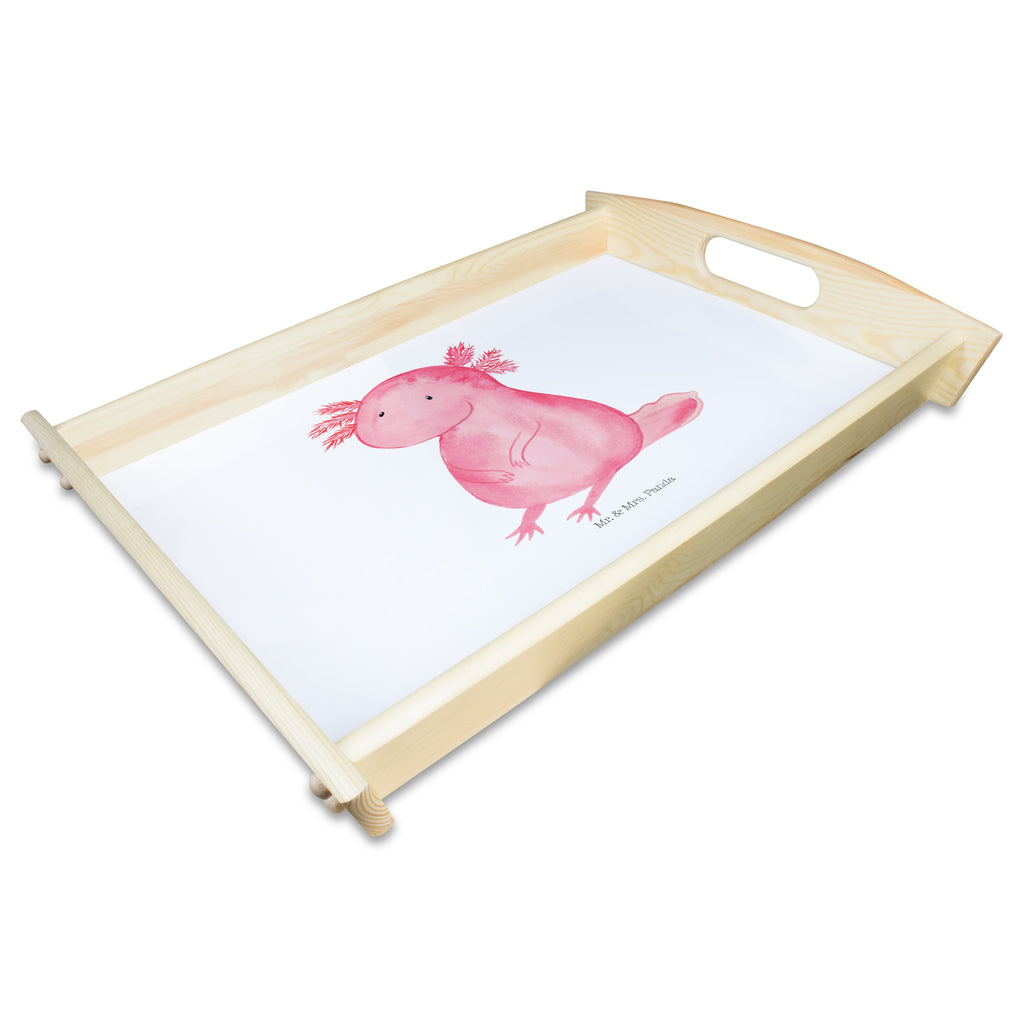 Serviertablett Axolotl Tablett, Holztablett, Küchentablett, Dekotablett, Frühstückstablett, Axolotl, Molch, Axolot, vergnügt, fröhlich, zufrieden, Lebensstil, Weisheit, Lebensweisheit, Liebe, Freundin