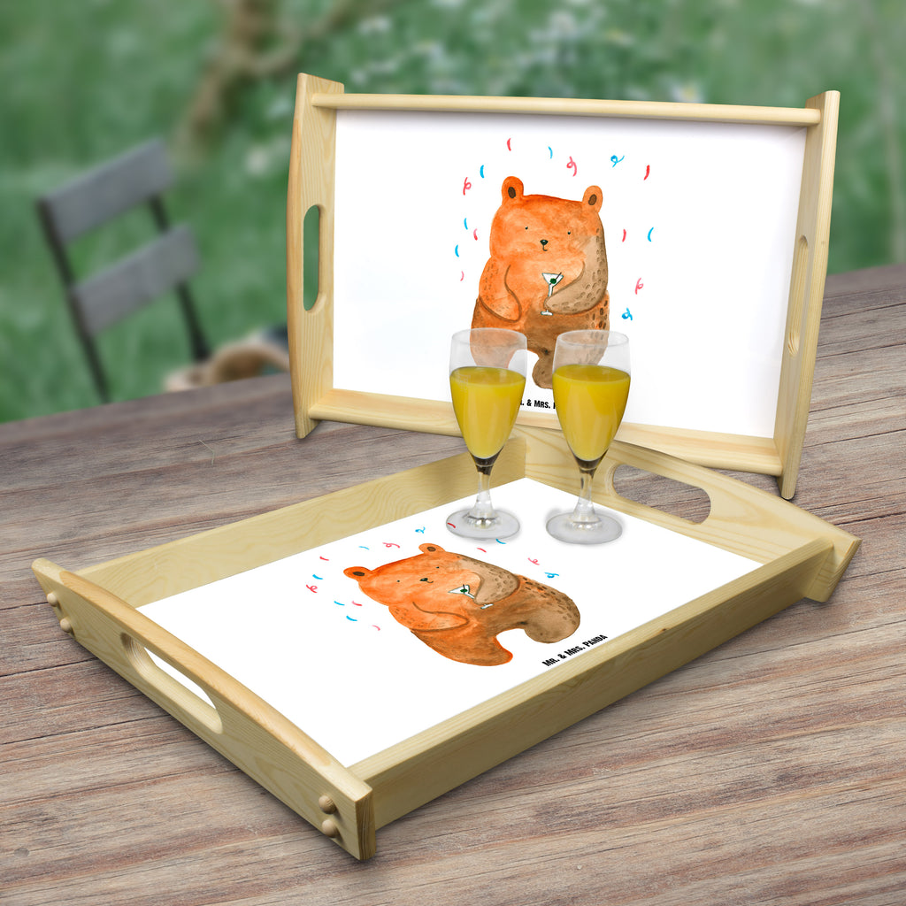 Serviertablett Bär Party Tablett, Holztablett, Küchentablett, Dekotablett, Frühstückstablett, Bär, Teddy, Teddybär, Geburtstag, Geburtstagsgeschenk, Geschenk, Party, Feiern, Abfeiern, Mitbringsel, Gute Laune, Lustig