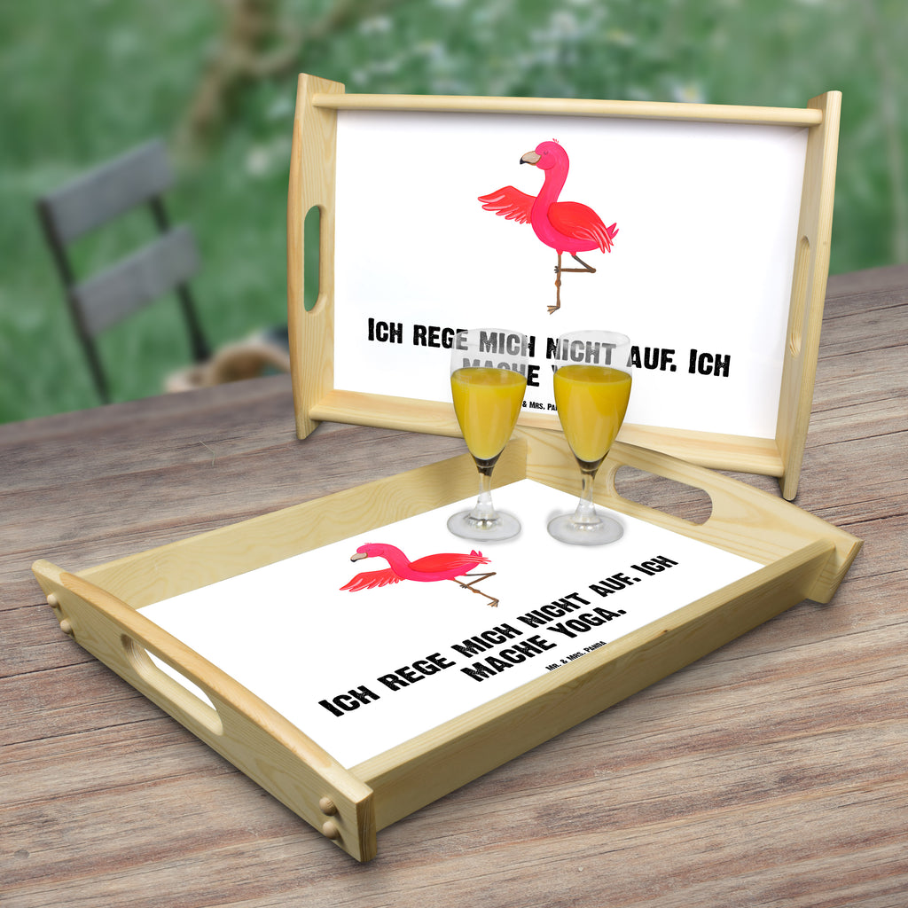 Serviertablett Flamingo Yoga Tablett, Holztablett, Küchentablett, Dekotablett, Frühstückstablett, Flamingo, Vogel, Yoga, Namaste, Achtsamkeit, Yoga-Übung, Entspannung, Ärger, Aufregen, Tiefenentspannung