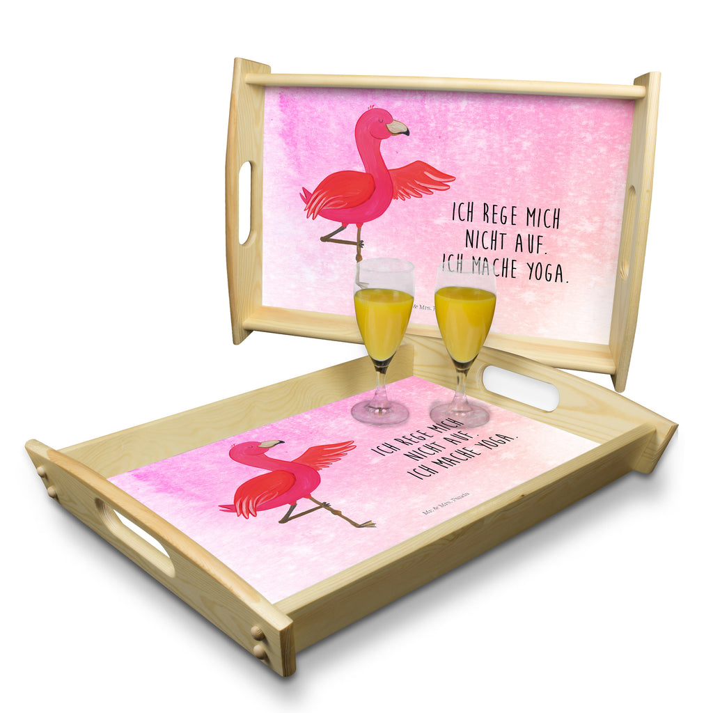 Serviertablett Flamingo Yoga Tablett, Holztablett, Küchentablett, Dekotablett, Frühstückstablett, Flamingo, Vogel, Yoga, Namaste, Achtsamkeit, Yoga-Übung, Entspannung, Ärger, Aufregen, Tiefenentspannung
