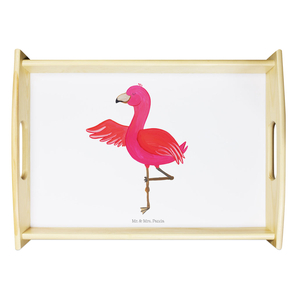 Serviertablett Flamingo Yoga Tablett, Holztablett, Küchentablett, Dekotablett, Frühstückstablett, Flamingo, Vogel, Yoga, Namaste, Achtsamkeit, Yoga-Übung, Entspannung, Ärger, Aufregen, Tiefenentspannung