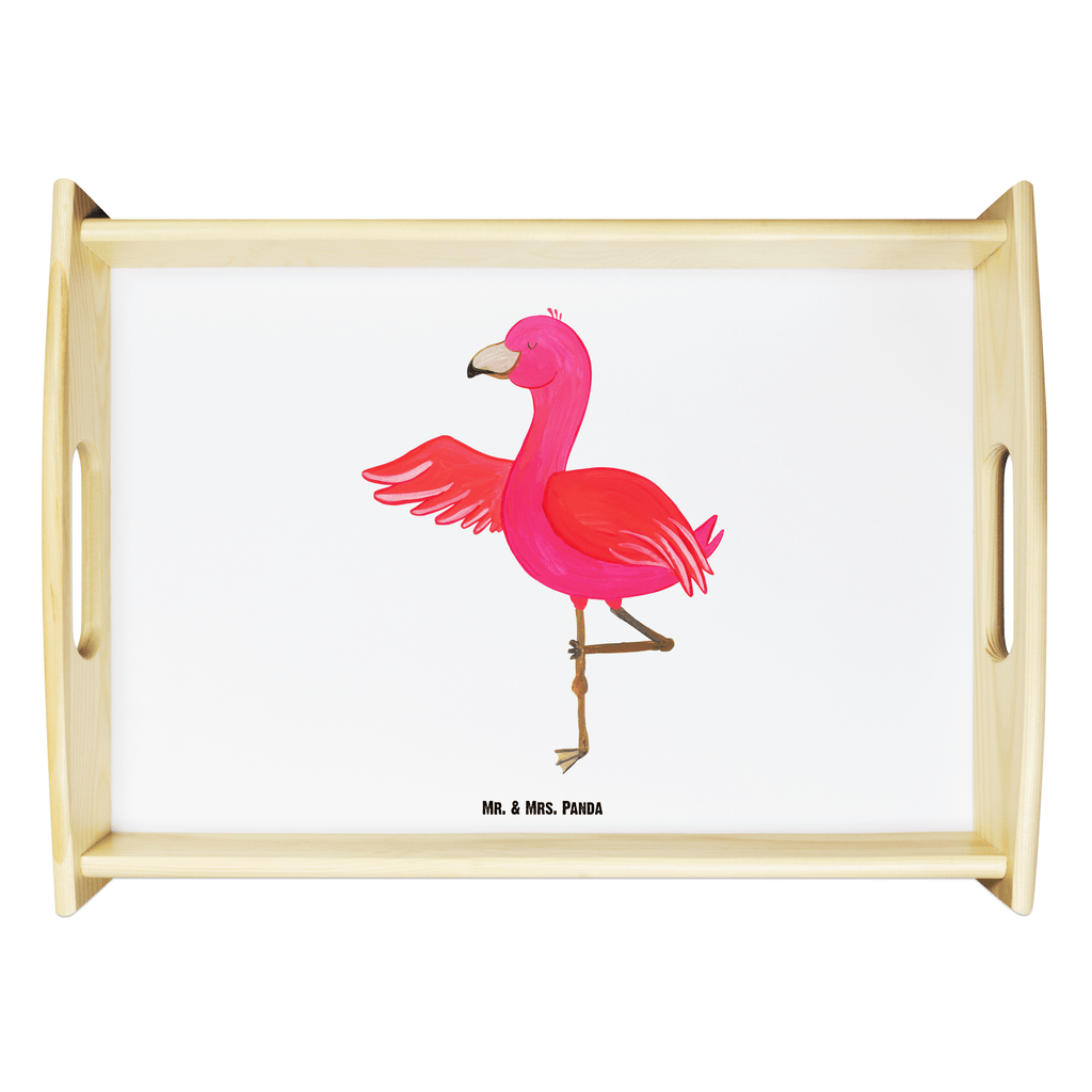 Serviertablett Flamingo Yoga Tablett, Holztablett, Küchentablett, Dekotablett, Frühstückstablett, Flamingo, Vogel, Yoga, Namaste, Achtsamkeit, Yoga-Übung, Entspannung, Ärger, Aufregen, Tiefenentspannung