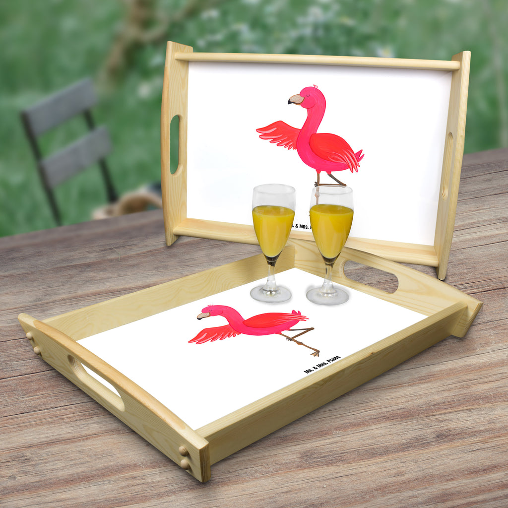 Serviertablett Flamingo Yoga Tablett, Holztablett, Küchentablett, Dekotablett, Frühstückstablett, Flamingo, Vogel, Yoga, Namaste, Achtsamkeit, Yoga-Übung, Entspannung, Ärger, Aufregen, Tiefenentspannung