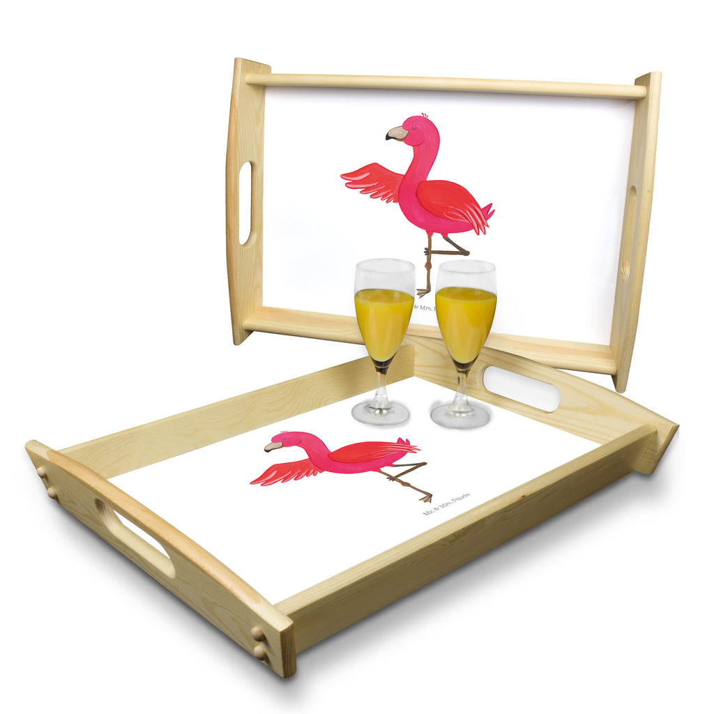Serviertablett Flamingo Yoga Tablett, Holztablett, Küchentablett, Dekotablett, Frühstückstablett, Flamingo, Vogel, Yoga, Namaste, Achtsamkeit, Yoga-Übung, Entspannung, Ärger, Aufregen, Tiefenentspannung