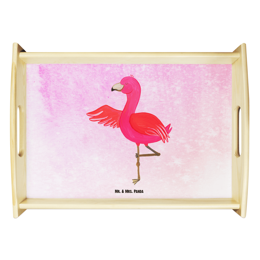 Serviertablett Flamingo Yoga Tablett, Holztablett, Küchentablett, Dekotablett, Frühstückstablett, Flamingo, Vogel, Yoga, Namaste, Achtsamkeit, Yoga-Übung, Entspannung, Ärger, Aufregen, Tiefenentspannung