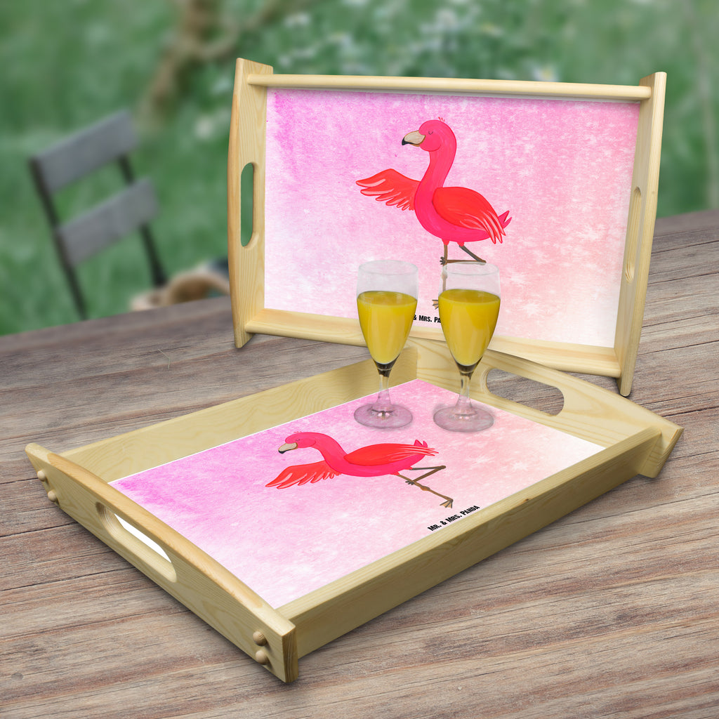 Serviertablett Flamingo Yoga Tablett, Holztablett, Küchentablett, Dekotablett, Frühstückstablett, Flamingo, Vogel, Yoga, Namaste, Achtsamkeit, Yoga-Übung, Entspannung, Ärger, Aufregen, Tiefenentspannung