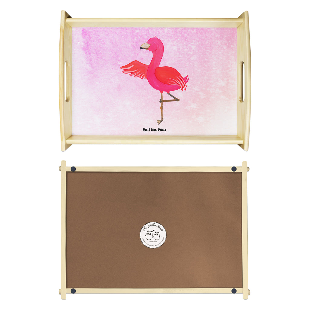 Serviertablett Flamingo Yoga Tablett, Holztablett, Küchentablett, Dekotablett, Frühstückstablett, Flamingo, Vogel, Yoga, Namaste, Achtsamkeit, Yoga-Übung, Entspannung, Ärger, Aufregen, Tiefenentspannung