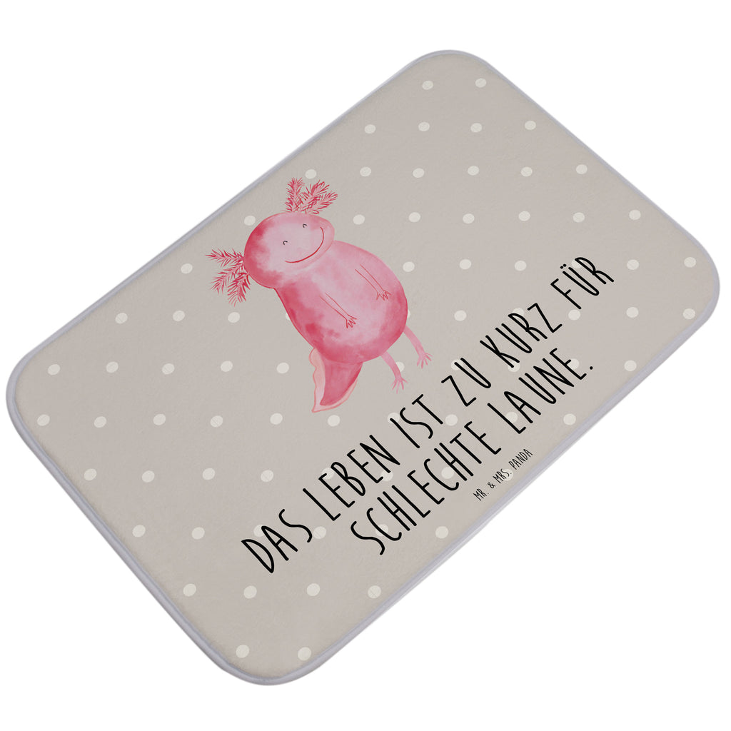 Badvorleger Axolotl glücklich Badematte, Badteppich, Duschvorleger, Badezimmerteppich, Badezimmermatte, Badvorleger, Duschmatte, Duschteppich, Axolotl, Molch, Axolot, Schwanzlurch, Lurch, Lurche, Motivation, gute Laune