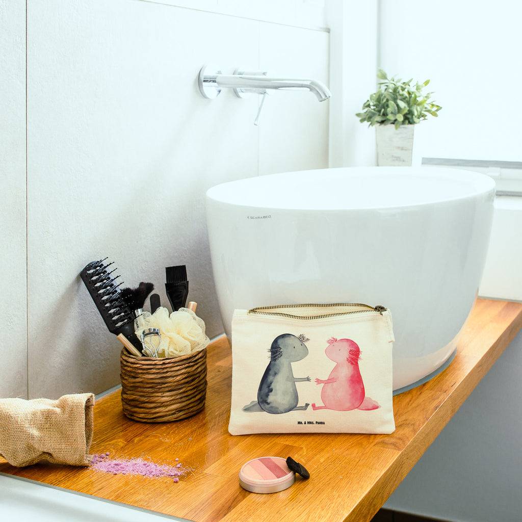 Schminktasche Axolotl Liebe Schminktasche, Kosmetiktasche, Kosmetikbeutel, Stiftemäppchen, Etui, Federmappe, Makeup, XXL, Schminketui, Kosmetiketui, Schlamperetui, Axolotl, Molch, Axolot, Schwanzlurch, Lurch, Lurche, Liebe, große Liebe, Liebesbeweis, Freund, Verlobter, Ehemann, Jahrestag, Valentinstag