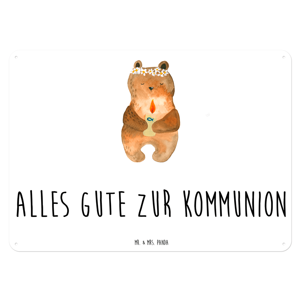 Blechschild Kommunion-Bär Kommunion, Gottes Segen, Taufkerze, katholisch Blechschild, Metallschild, Geschenk Schild, Schild, Magnet-Metall-Schild, Deko Schild, Wandschild, Wand-Dekoration, Türschild, Wandschild, Metallschild  Bär, Teddy, Teddybär