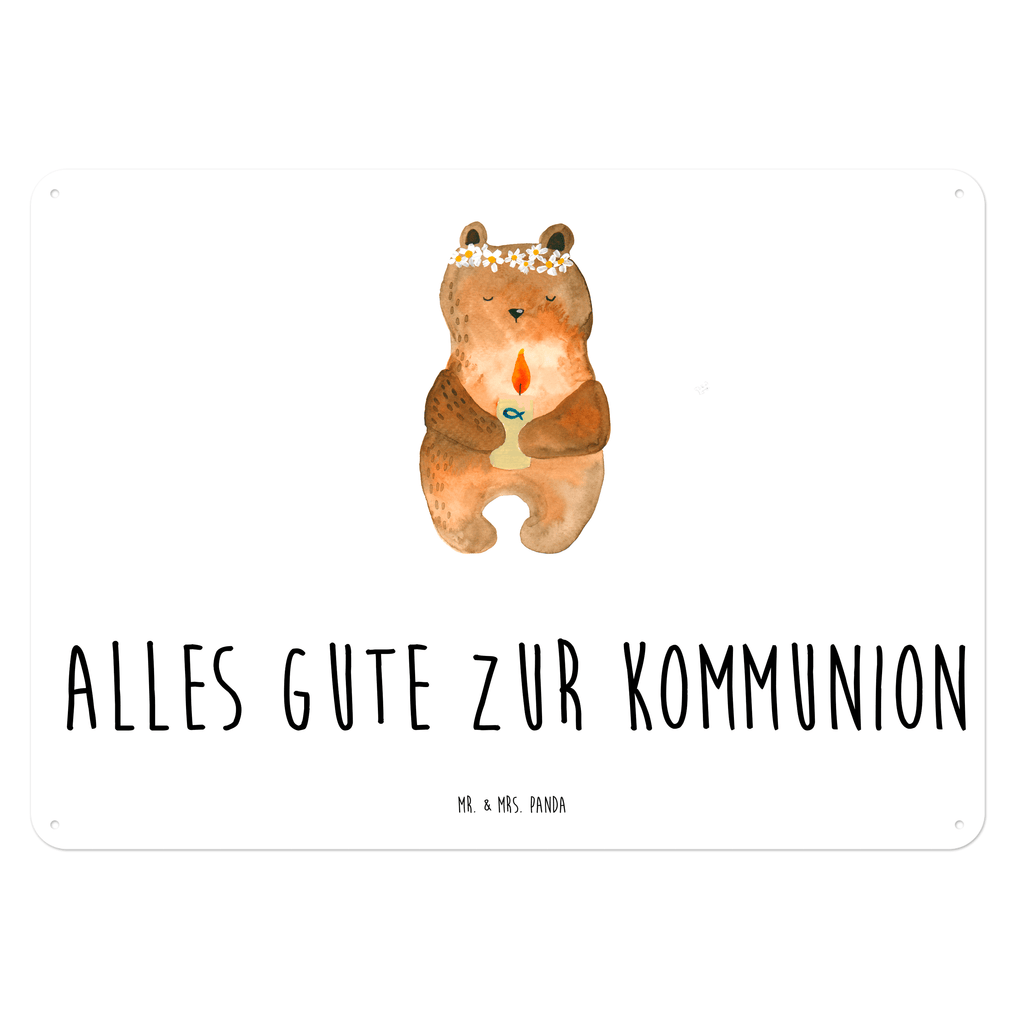 Blechschild Kommunion-Bär Kommunion, Gottes Segen, Taufkerze, katholisch Blechschild, Metallschild, Geschenk Schild, Schild, Magnet-Metall-Schild, Deko Schild, Wandschild, Wand-Dekoration, Türschild, Wandschild, Metallschild  Bär, Teddy, Teddybär