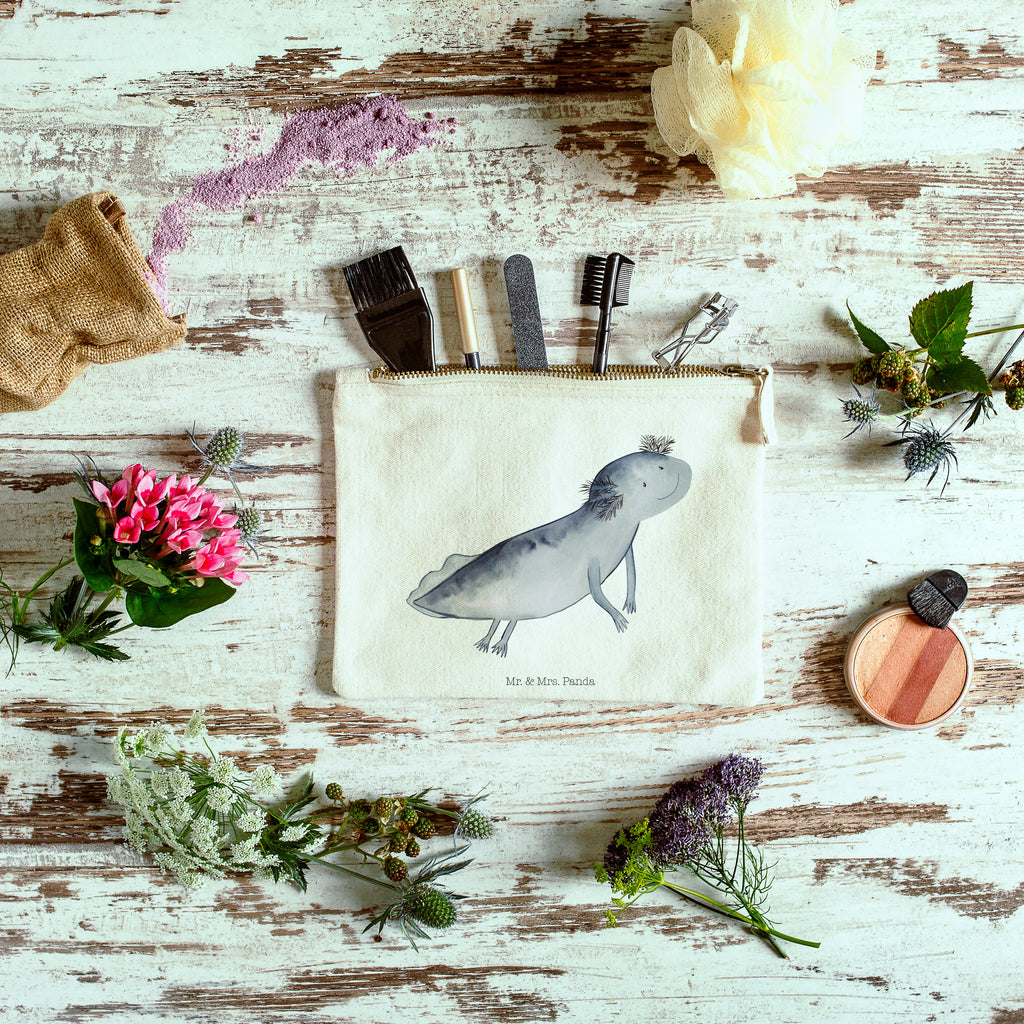 Schminktasche Axolotl schwimmt Schminktasche, Kosmetiktasche, Kosmetikbeutel, Stiftemäppchen, Etui, Federmappe, Makeup, XXL, Schminketui, Kosmetiketui, Schlamperetui, Axolotl, Molch, Axolot, Schwanzlurch, Lurch, Lurche, Problem, Probleme, Lösungen, Motivation