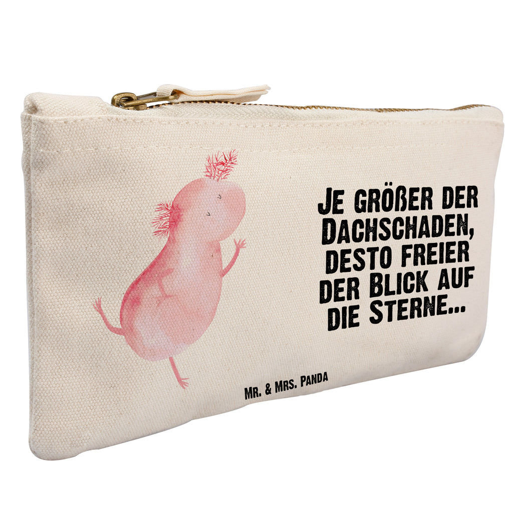 Schminktasche Axolotl tanzt Schminktasche, Kosmetiktasche, Kosmetikbeutel, Stiftemäppchen, Etui, Federmappe, Makeup, XXL, Schminketui, Kosmetiketui, Schlamperetui, Axolotl, Molch, Axolot, Schwanzlurch, Lurch, Lurche, Dachschaden, Sterne, verrückt, Freundin, beste Freundin