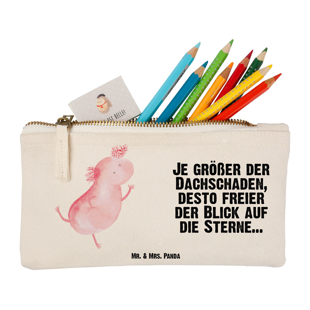 Schminktasche Axolotl tanzt Schminktasche, Kosmetiktasche, Kosmetikbeutel, Stiftemäppchen, Etui, Federmappe, Makeup, XXL, Schminketui, Kosmetiketui, Schlamperetui, Axolotl, Molch, Axolot, Schwanzlurch, Lurch, Lurche, Dachschaden, Sterne, verrückt, Freundin, beste Freundin