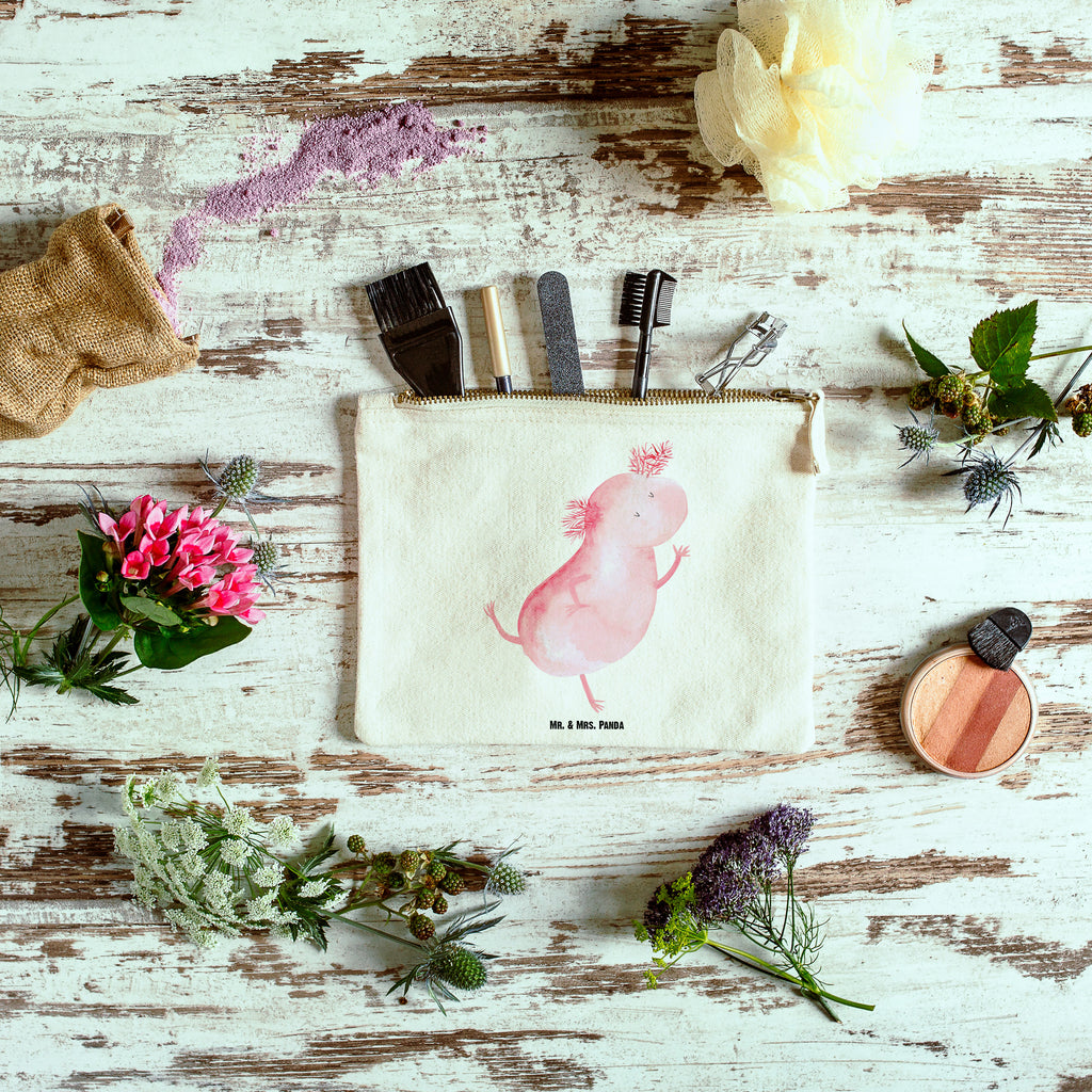 Schminktasche Axolotl tanzt Schminktasche, Kosmetiktasche, Kosmetikbeutel, Stiftemäppchen, Etui, Federmappe, Makeup, XXL, Schminketui, Kosmetiketui, Schlamperetui, Axolotl, Molch, Axolot, Schwanzlurch, Lurch, Lurche, Dachschaden, Sterne, verrückt, Freundin, beste Freundin