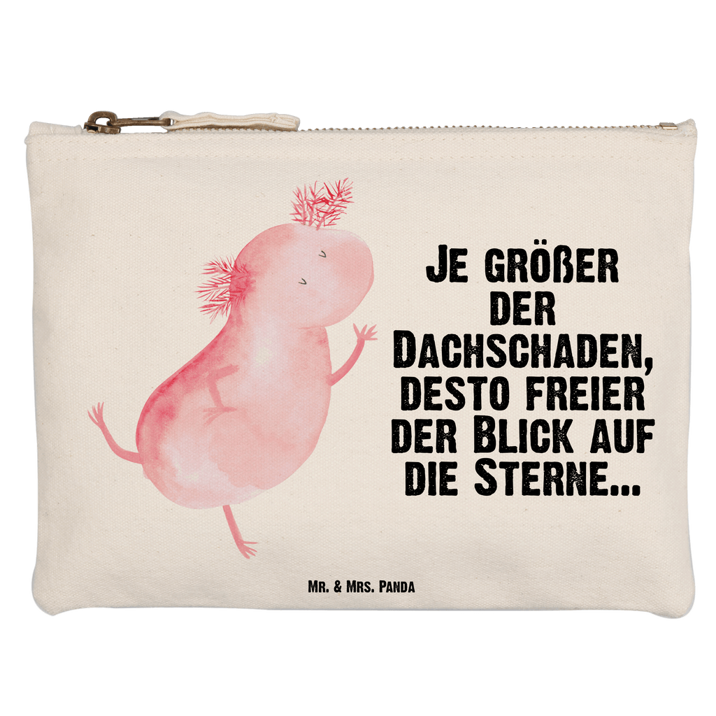 Schminktasche Axolotl tanzt Schminktasche, Kosmetiktasche, Kosmetikbeutel, Stiftemäppchen, Etui, Federmappe, Makeup, XXL, Schminketui, Kosmetiketui, Schlamperetui, Axolotl, Molch, Axolot, Schwanzlurch, Lurch, Lurche, Dachschaden, Sterne, verrückt, Freundin, beste Freundin