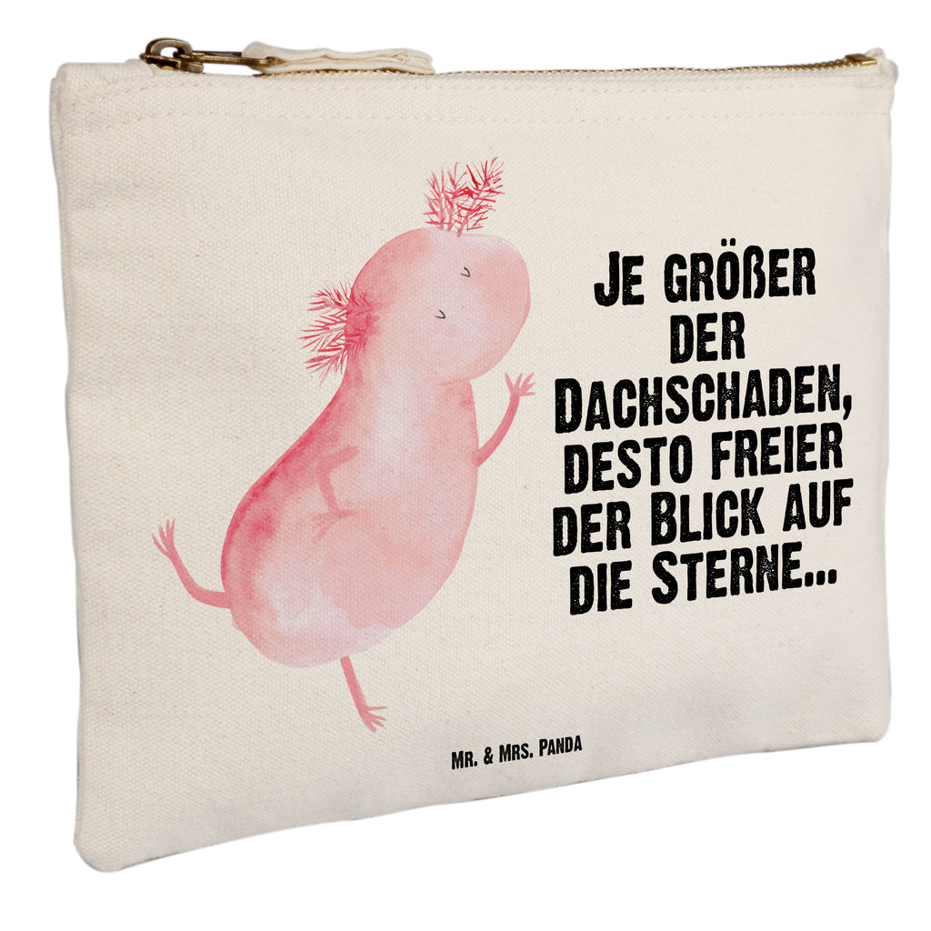 Schminktasche Axolotl tanzt Schminktasche, Kosmetiktasche, Kosmetikbeutel, Stiftemäppchen, Etui, Federmappe, Makeup, XXL, Schminketui, Kosmetiketui, Schlamperetui, Axolotl, Molch, Axolot, Schwanzlurch, Lurch, Lurche, Dachschaden, Sterne, verrückt, Freundin, beste Freundin