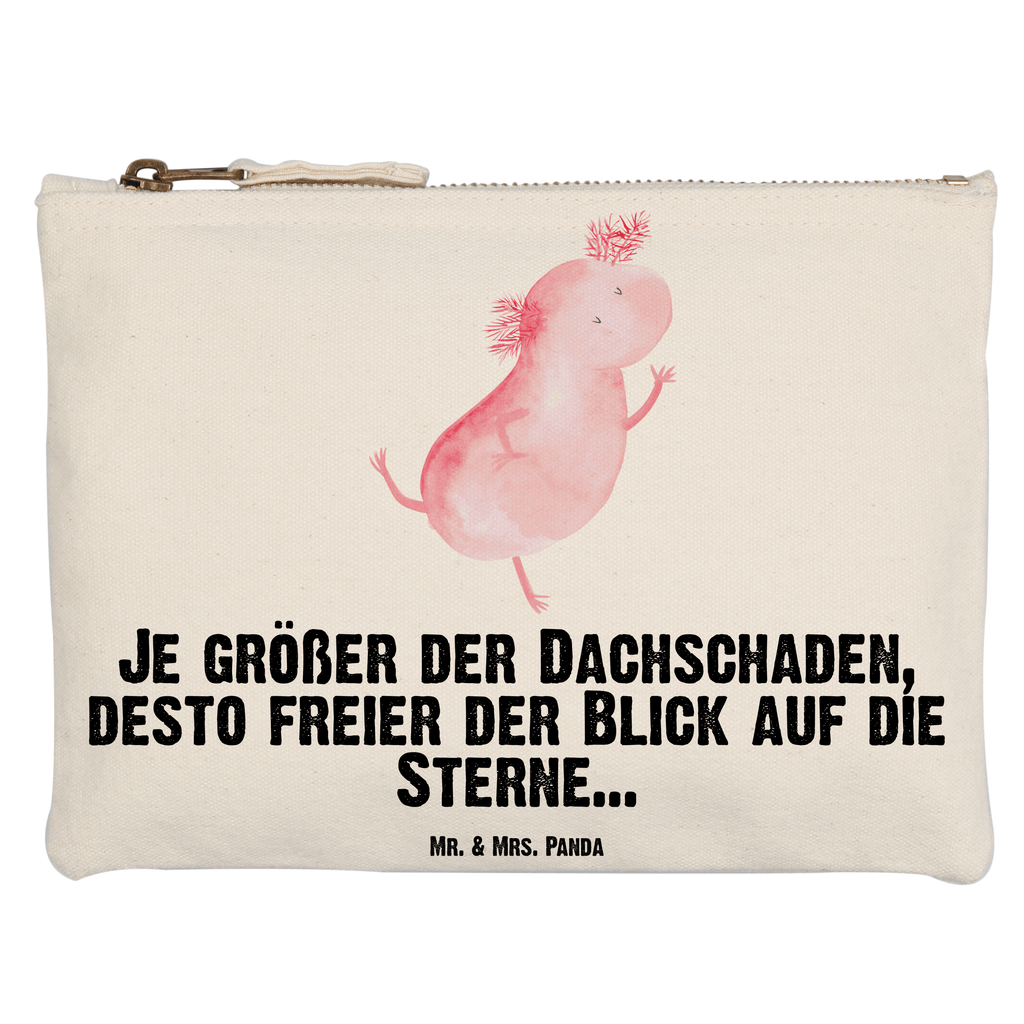 Schminktasche Axolotl tanzt Schminktasche, Kosmetiktasche, Kosmetikbeutel, Stiftemäppchen, Etui, Federmappe, Makeup, XXL, Schminketui, Kosmetiketui, Schlamperetui, Axolotl, Molch, Axolot, Schwanzlurch, Lurch, Lurche, Dachschaden, Sterne, verrückt, Freundin, beste Freundin