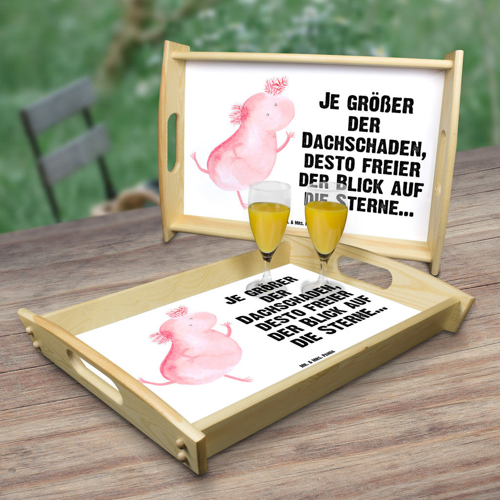 Serviertablett Axolotl tanzt Tablett, Holztablett, Küchentablett, Dekotablett, Frühstückstablett, Axolotl, Molch, Axolot, Schwanzlurch, Lurch, Lurche, Dachschaden, Sterne, verrückt, Freundin, beste Freundin