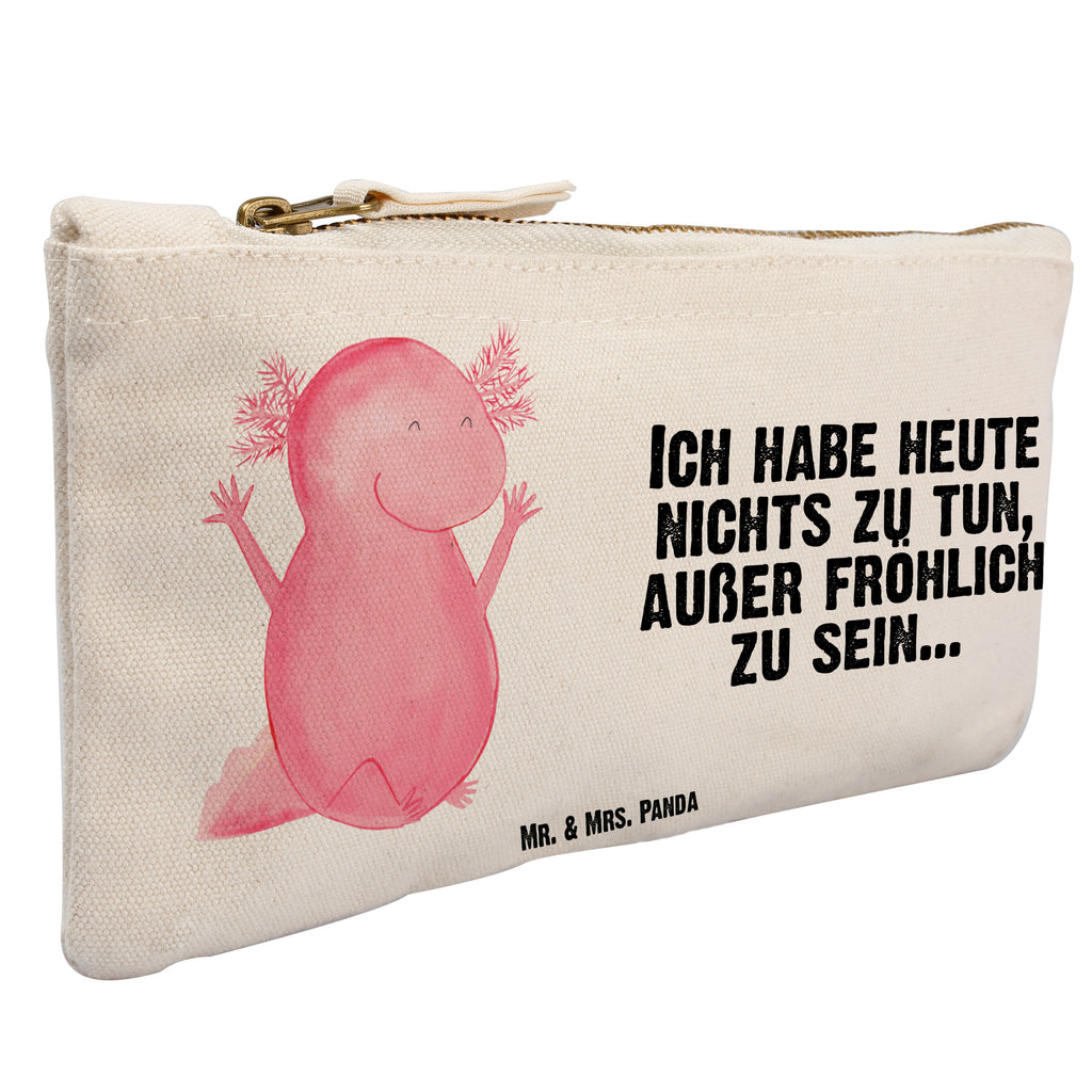Schminktasche Axolotl Hurra Schminktasche, Kosmetiktasche, Kosmetikbeutel, Stiftemäppchen, Etui, Federmappe, Makeup, XXL, Schminketui, Kosmetiketui, Schlamperetui, Axolotl, Molch, Axolot, Schwanzlurch, Lurch, Lurche, fröhlich, Spaß, Freude, Motivation, Zufriedenheit