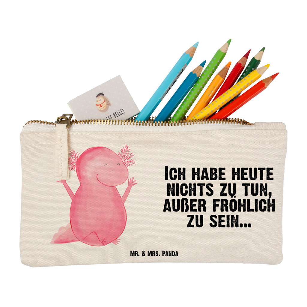 Schminktasche Axolotl Hurra Schminktasche, Kosmetiktasche, Kosmetikbeutel, Stiftemäppchen, Etui, Federmappe, Makeup, XXL, Schminketui, Kosmetiketui, Schlamperetui, Axolotl, Molch, Axolot, Schwanzlurch, Lurch, Lurche, fröhlich, Spaß, Freude, Motivation, Zufriedenheit